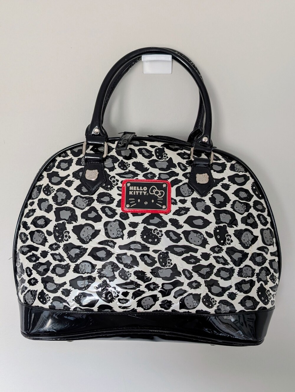 Hello Kitty x Loungefly Sanrio Loungefly B&W Leopard Patent Dome Tote Purse Bag